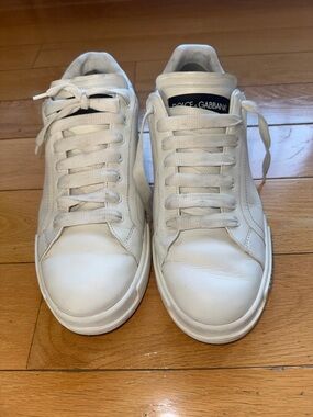 Dolce & Gabbana Men’s White Low-Top Leather Sneakers